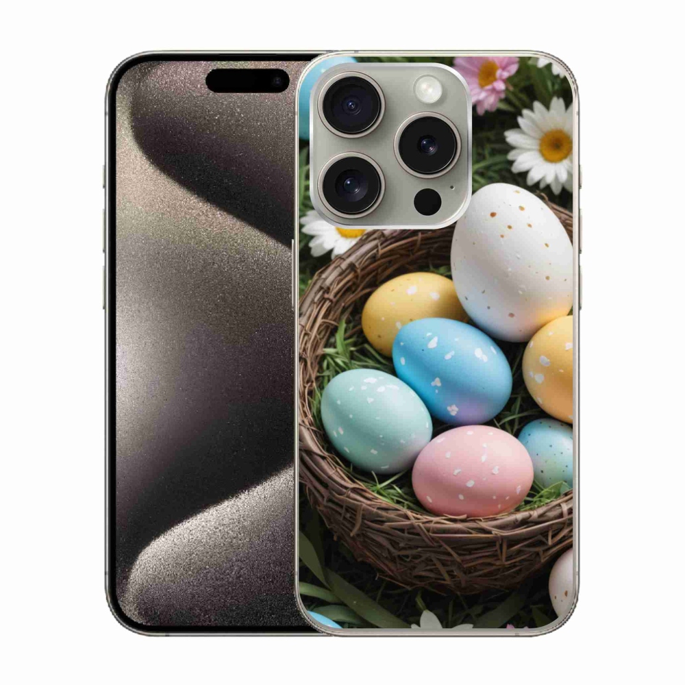 Gélový kryt mmCase na iPhone 15 Pro - veľkonočné vajíčka 2