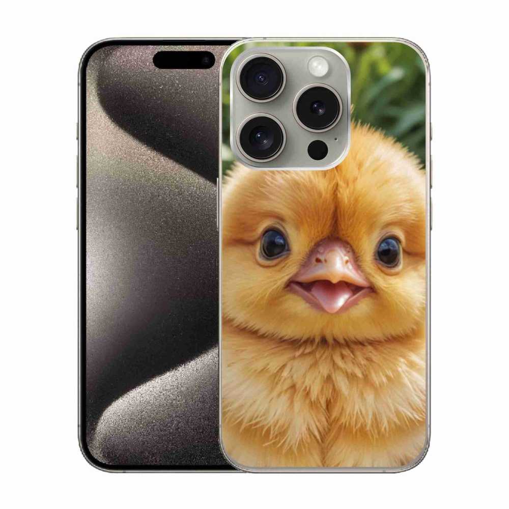 Gélový kryt mmCase na iPhone 15 Pro - veselé kuriatko