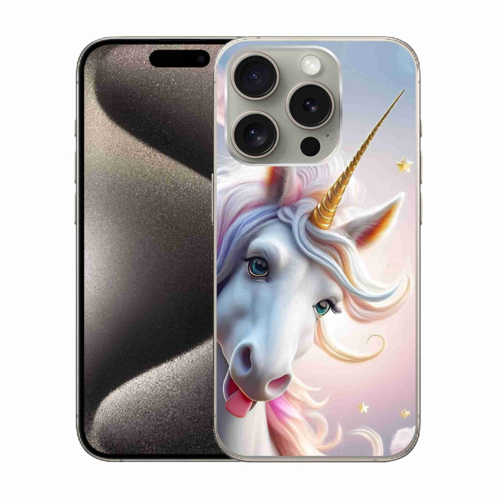 Gélový kryt mmCase na iPhone 15 Pro - veselý jednorožec