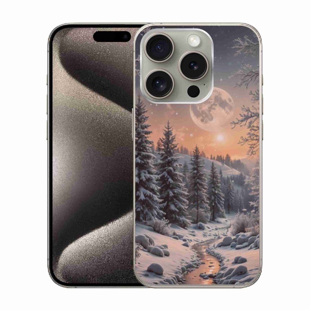 Gélový kryt mmCase na iPhone 15 Pro - zimná krajina 2