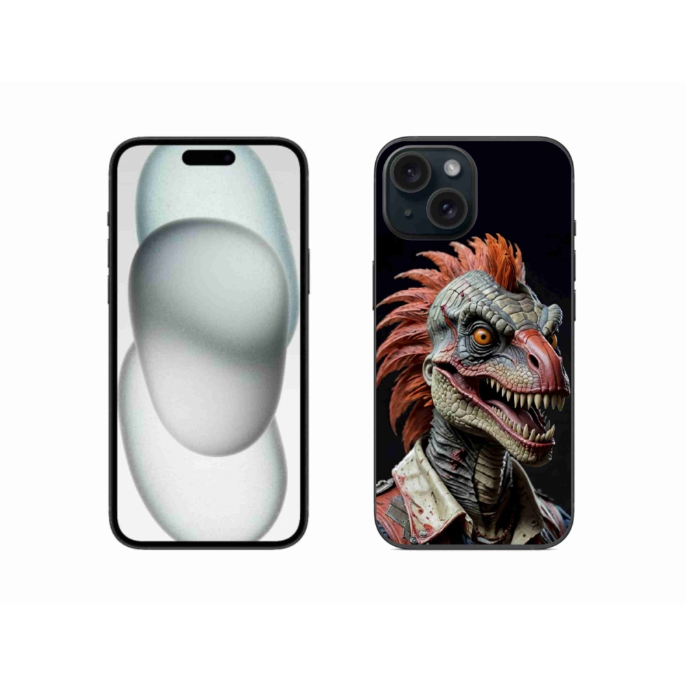 Gélový kryt mmCase na iPhone 15 - punk dinosaurus