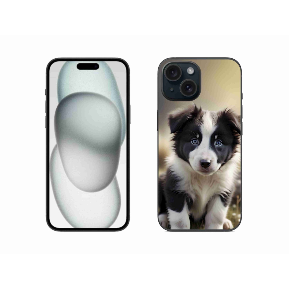 Gélový kryt mmCase na iPhone 15 - roztomilá border kólia