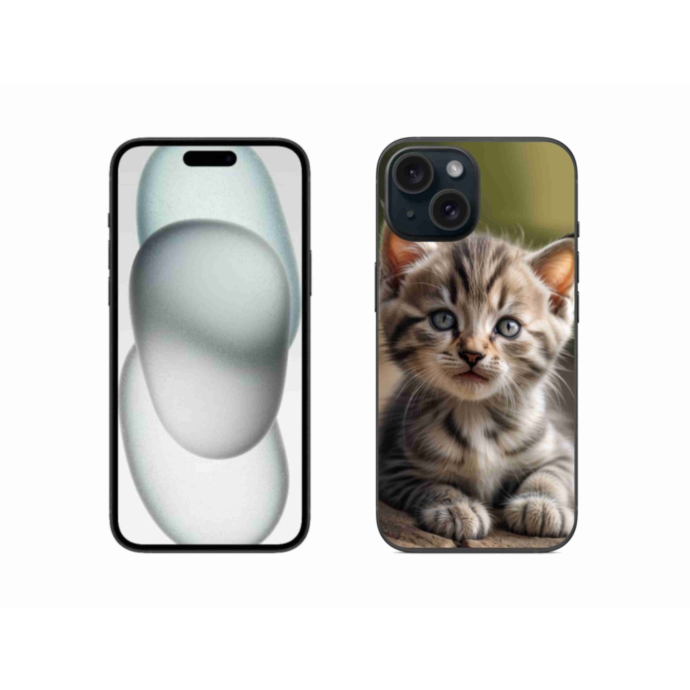 Gélový kryt mmCase na iPhone 15 - roztomilé mačiatko 9