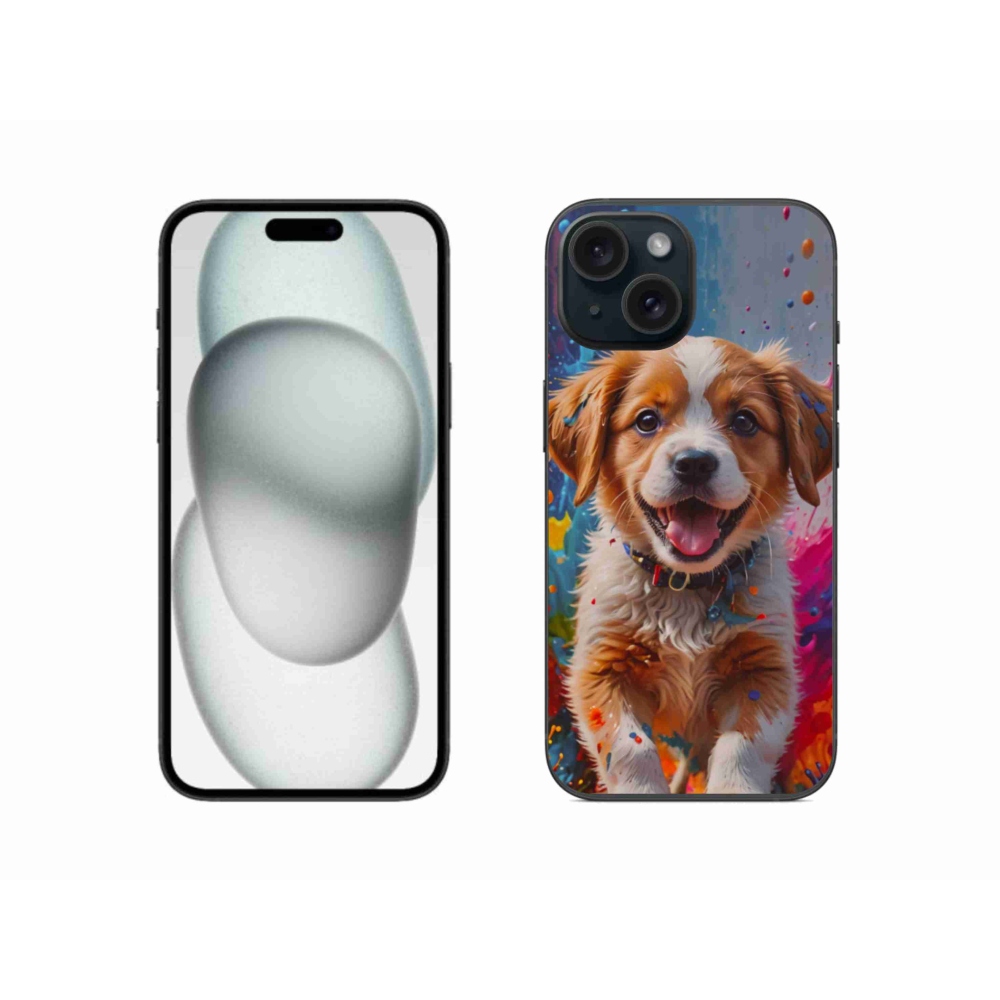 Gélový kryt mmCase na iPhone 15 - roztomilé šteňa 3