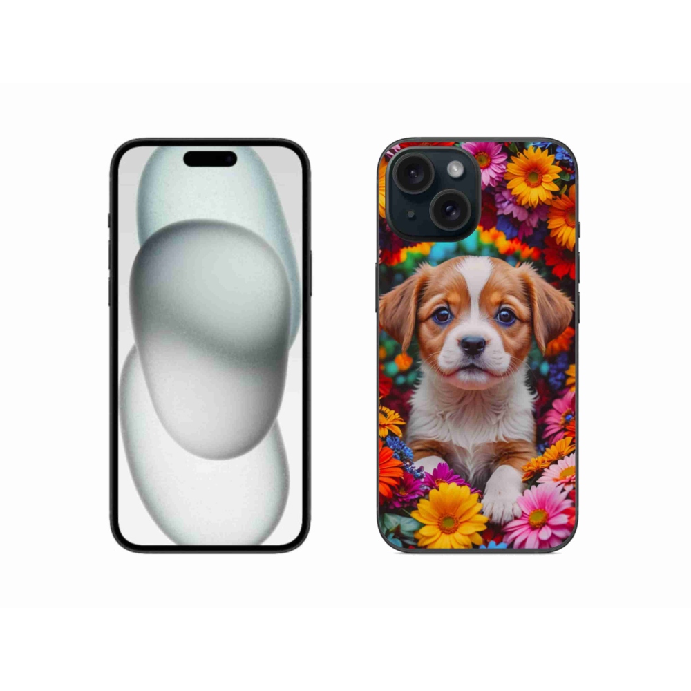Gélový kryt mmCase na iPhone 15 - roztomilé šteňa