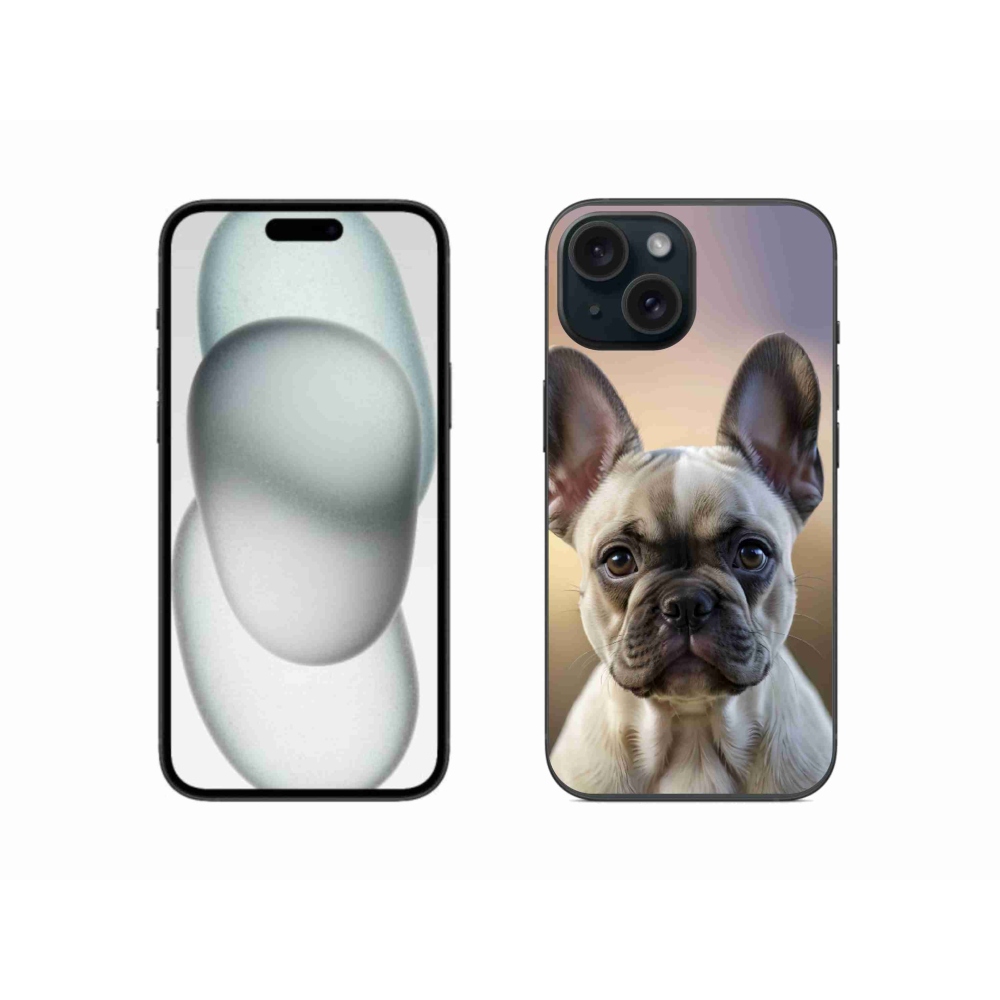 Gélový kryt mmCase na iPhone 15 - roztomilý francúzsky buldoček