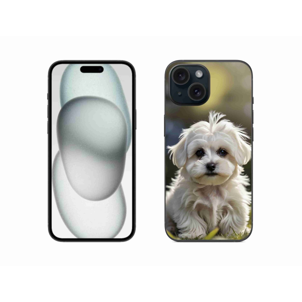 Gélový kryt mmCase na iPhone 15 - roztomilý maltézsky psík