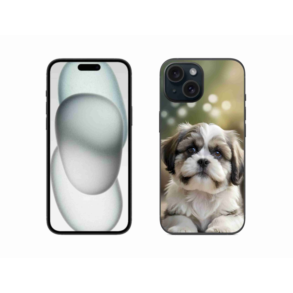 Gélový kryt mmCase na iPhone 15 - roztomilý shih-tzu