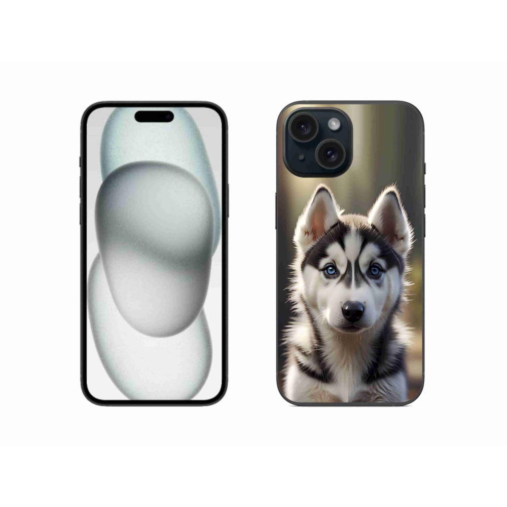 Gélový kryt mmCase na iPhone 15 - roztomilý sibírsky husky