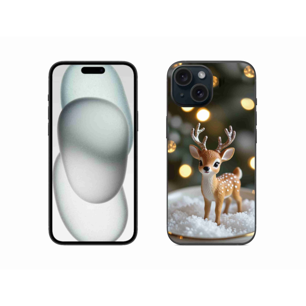 Gélový kryt mmCase na iPhone 15 - roztomilý vianočný jeleň