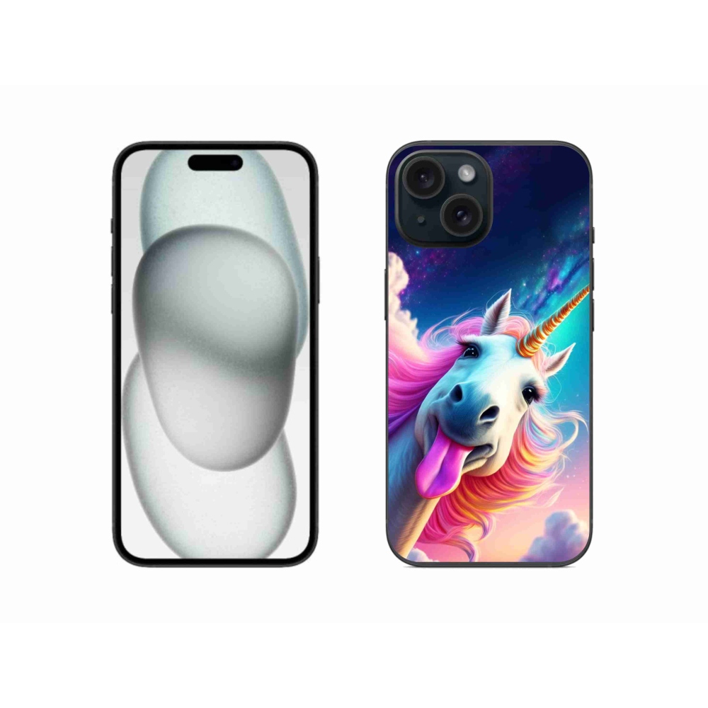 Gélový kryt mmCase na iPhone 15 - šialený jednorožec