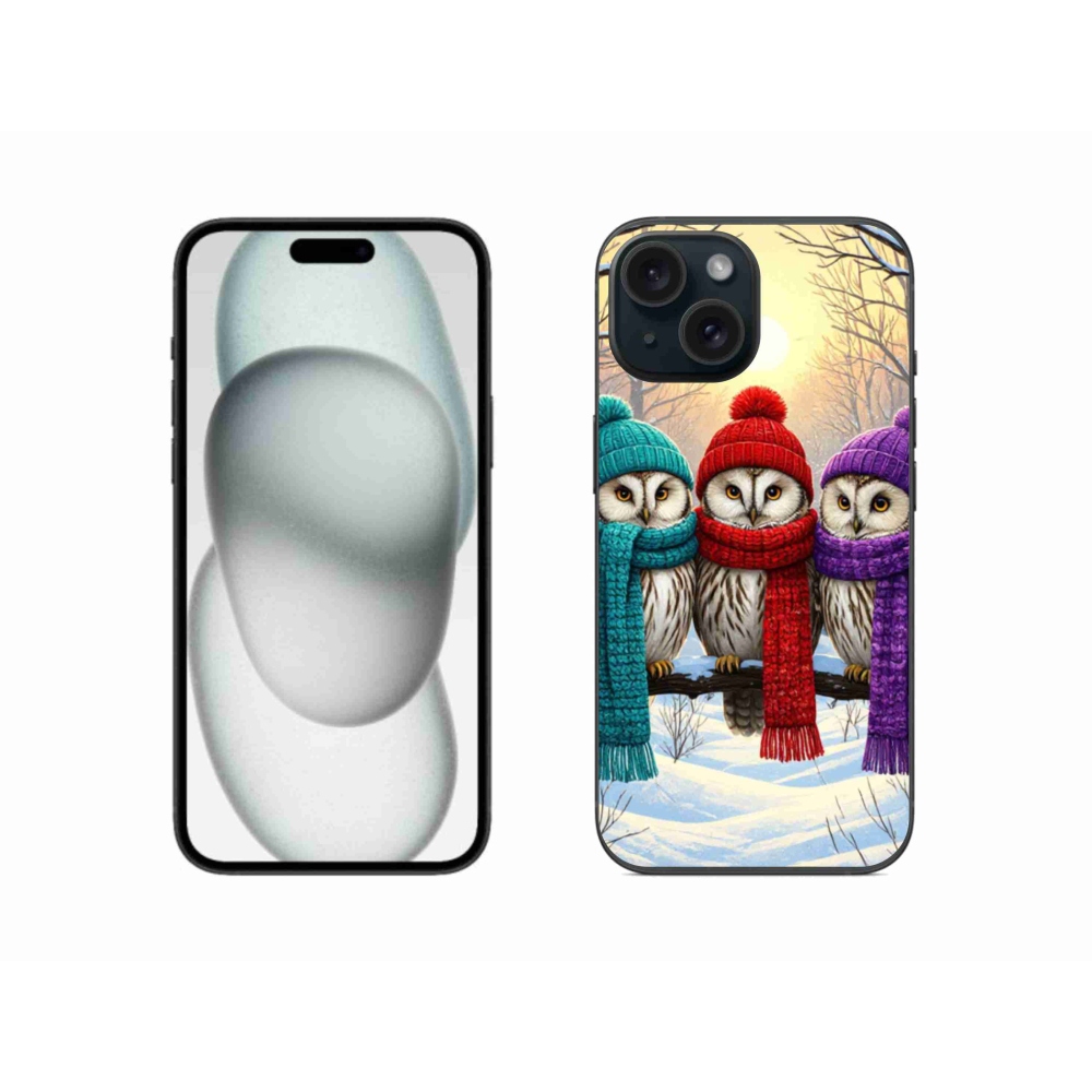 Gélový kryt mmCase na iPhone 15 - soví priatelia