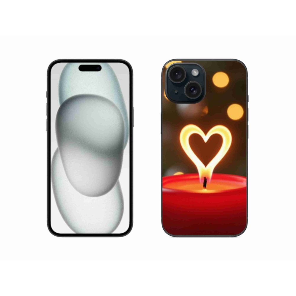 Gélový kryt mmCase na iPhone 15 - srdce z plameňa