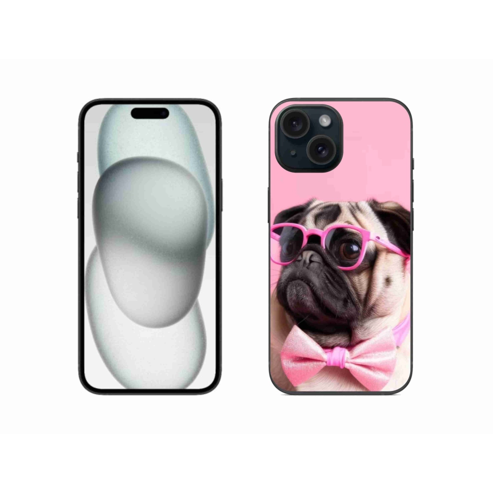 Gélový kryt mmCase na iPhone 15 - štýlový mops