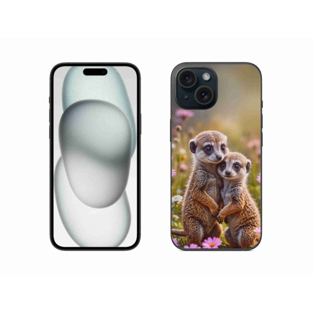 Gélový kryt mmCase na iPhone 15 - surikatí duo
