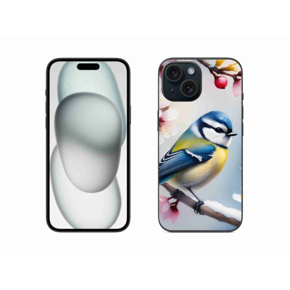 Gélový kryt mmCase na iPhone 15 - sýkorka