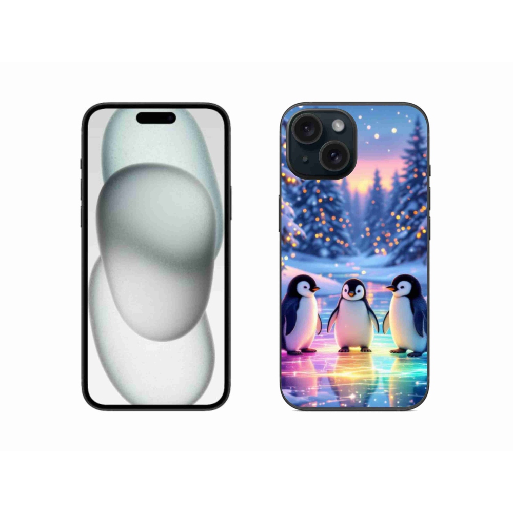 Gélový kryt mmCase na iPhone 15 - tučniaky