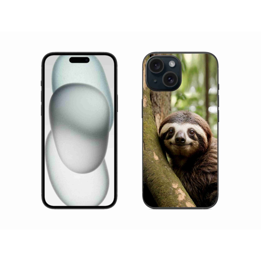 Gélový kryt mmCase na iPhone 15 - usmievavý leňochod