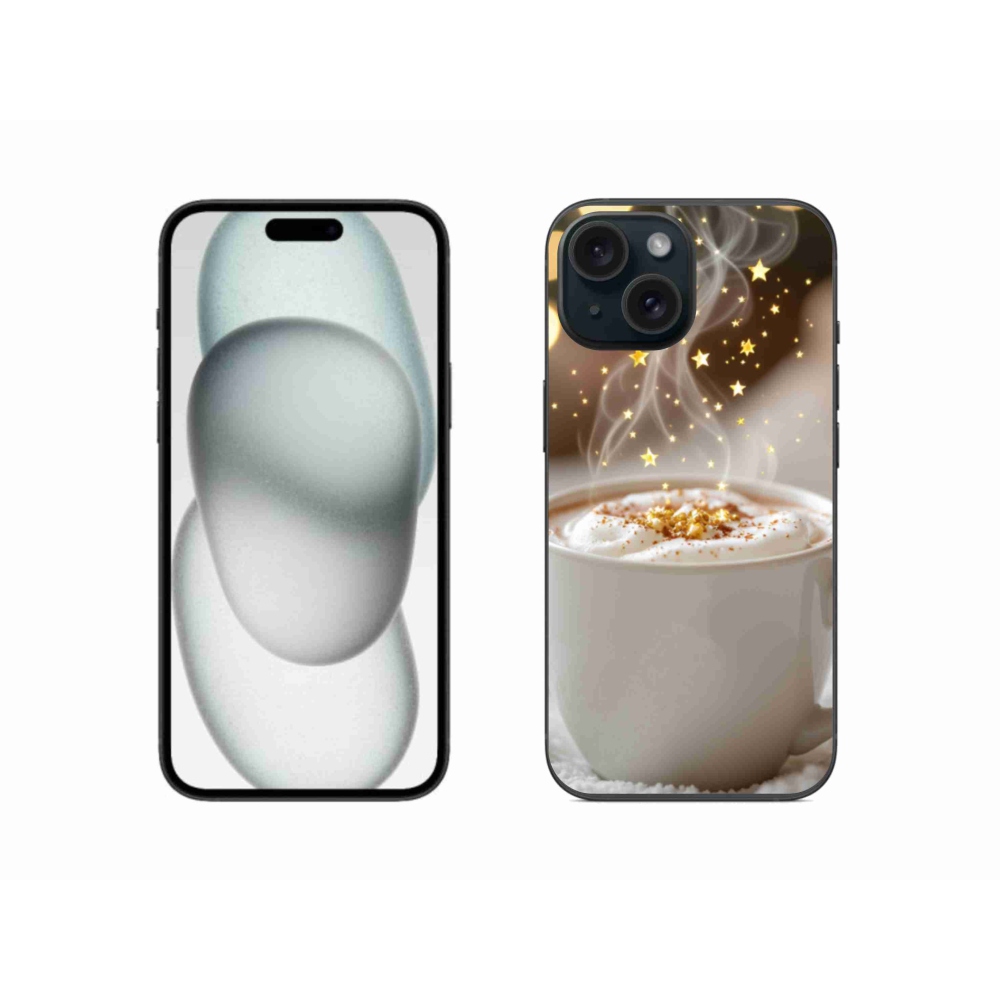Gélový kryt mmCase na iPhone 15 - vianočný horúci nápoj