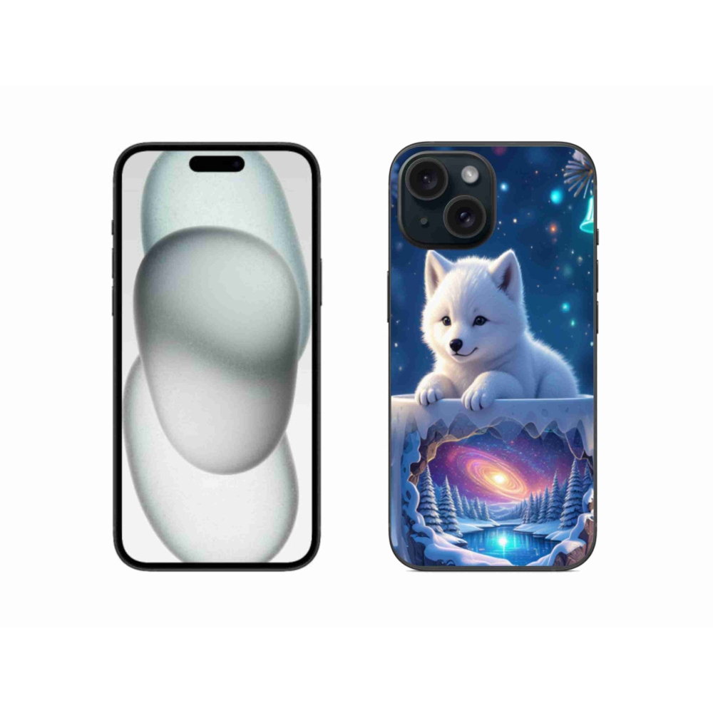 Gélový kryt mmCase na iPhone 15 - vianočné šteňa