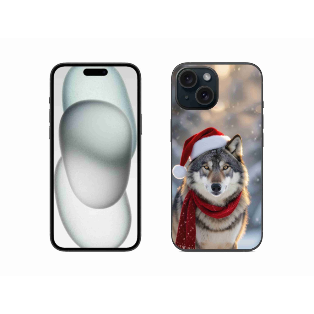 Gélový kryt mmCase na iPhone 15 - vianočný vlk
