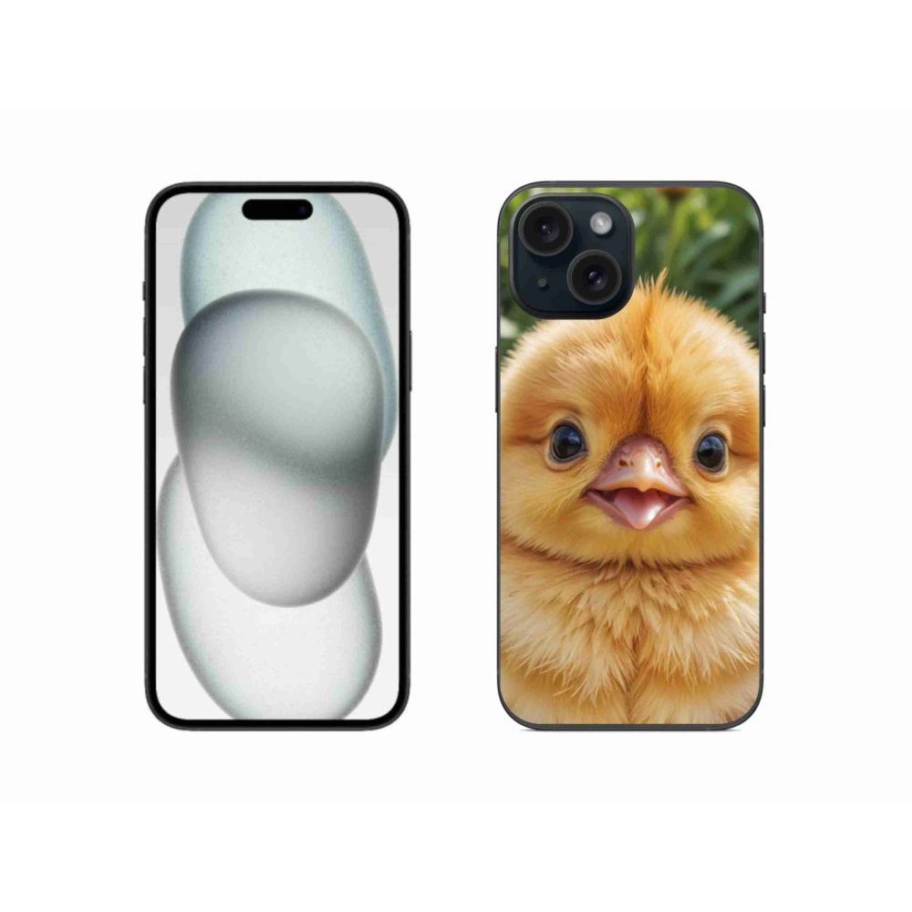 Gélový kryt mmCase na iPhone 15 - veselé kuriatko