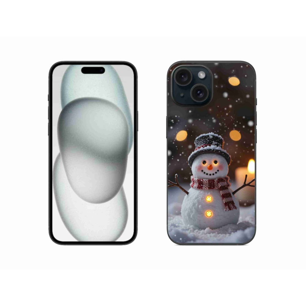 Gélový kryt mmCase na iPhone 15 - veselý snehuliak