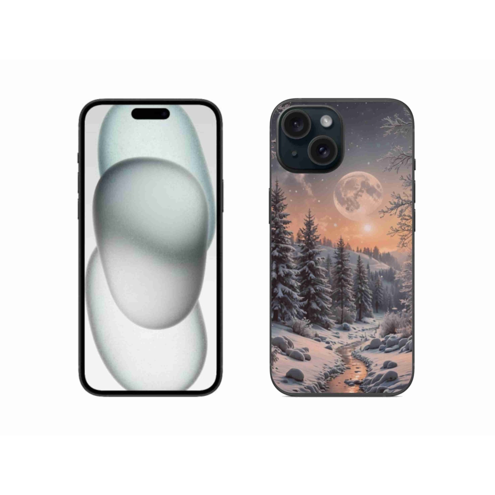 Gélový kryt mmCase na iPhone 15 - zimná krajina 2