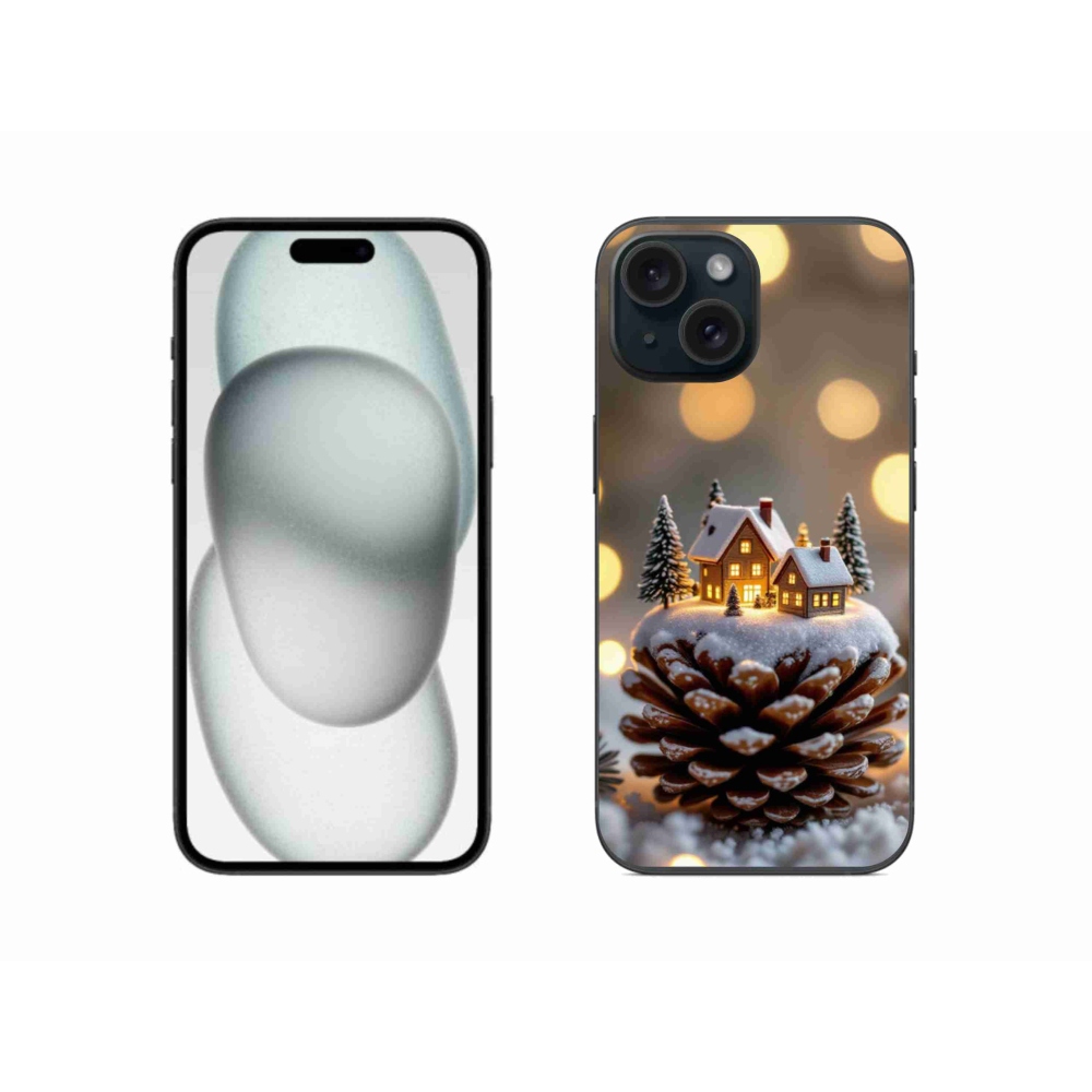 Gélový kryt mmCase na iPhone 15 - zimná dedinka