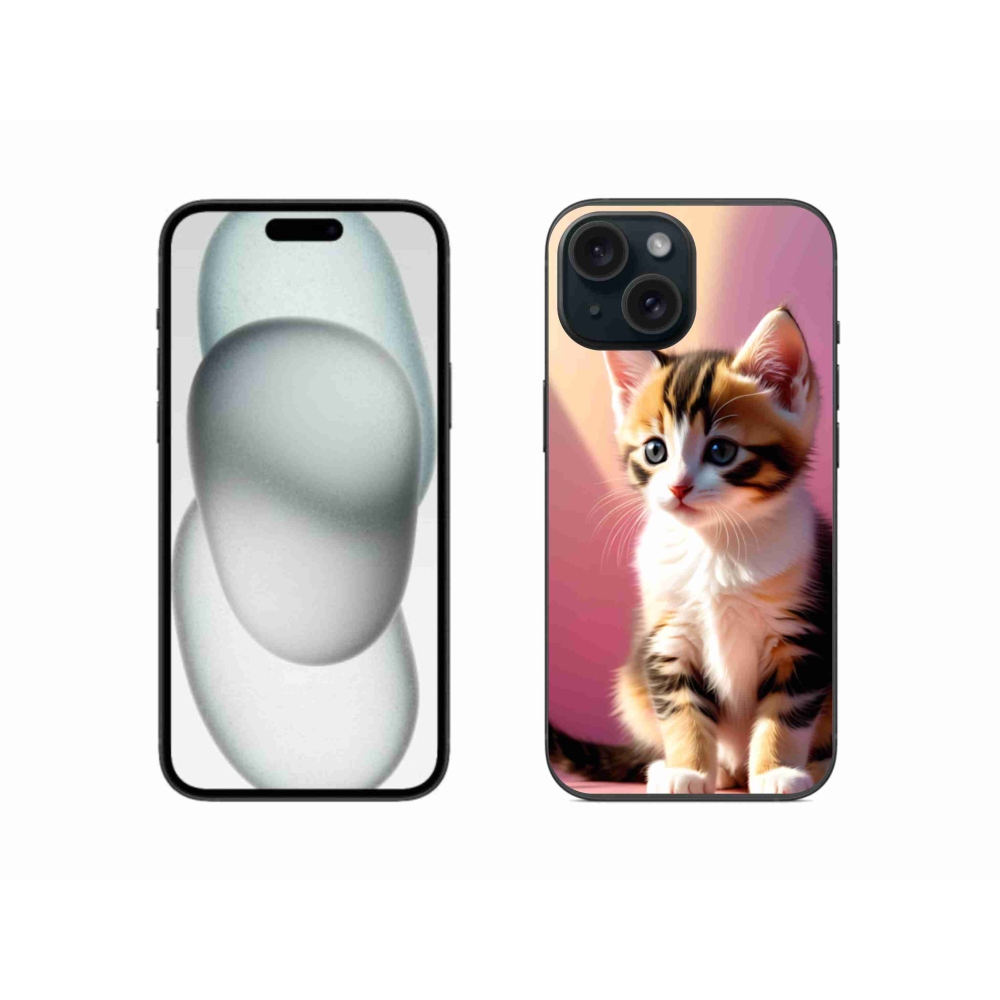 Gélový kryt mmCase na iPhone 15 - zvedavé mačiatko 2