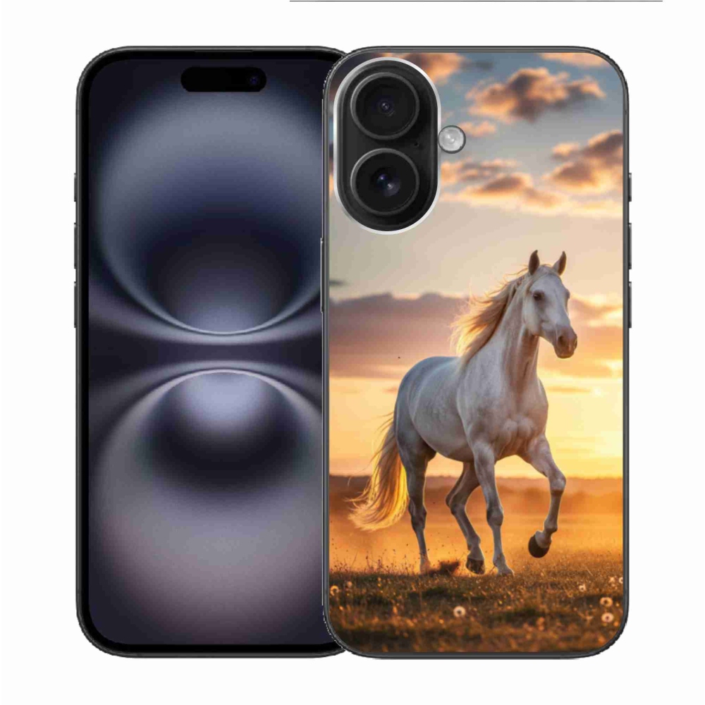 Gélový kryt mmCase na iPhone 16 - bežiaci biely kôň 2