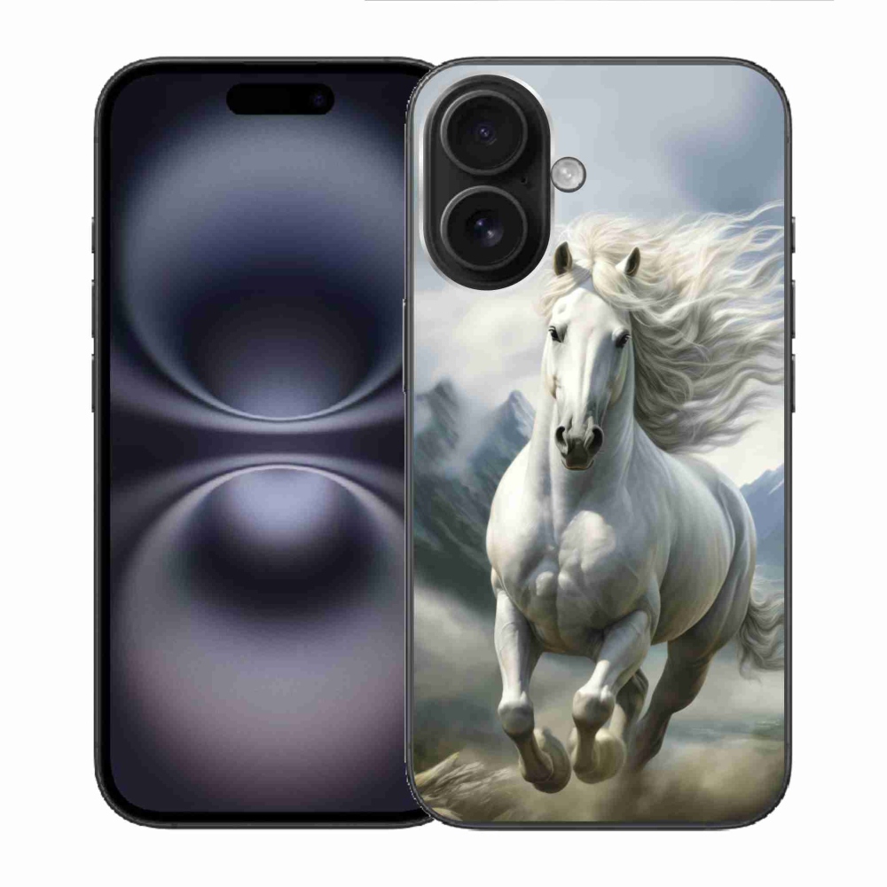 Gélový kryt mmCase na iPhone 16 - bežiaci biely kôň 3
