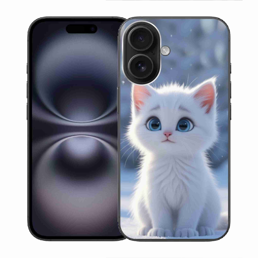 Gélový kryt mmCase na iPhone 16 - biele mačiatko 3