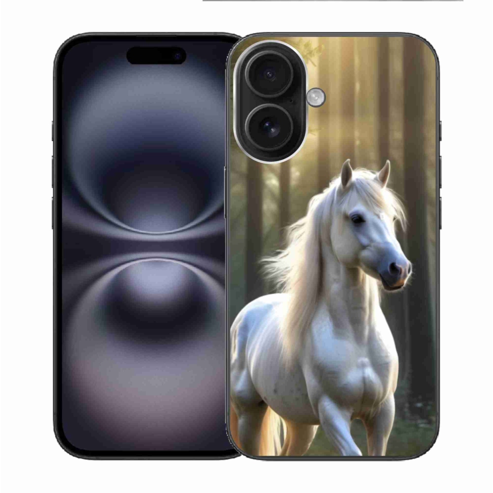 Gélový kryt mmCase na iPhone 16 - biely kôň 3