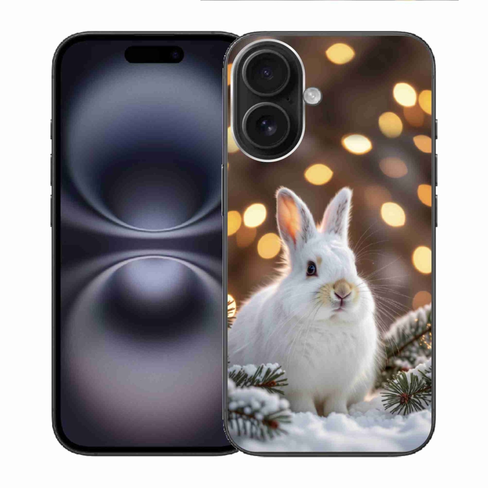 Gélový kryt mmCase na iPhone 16 - biely zajac