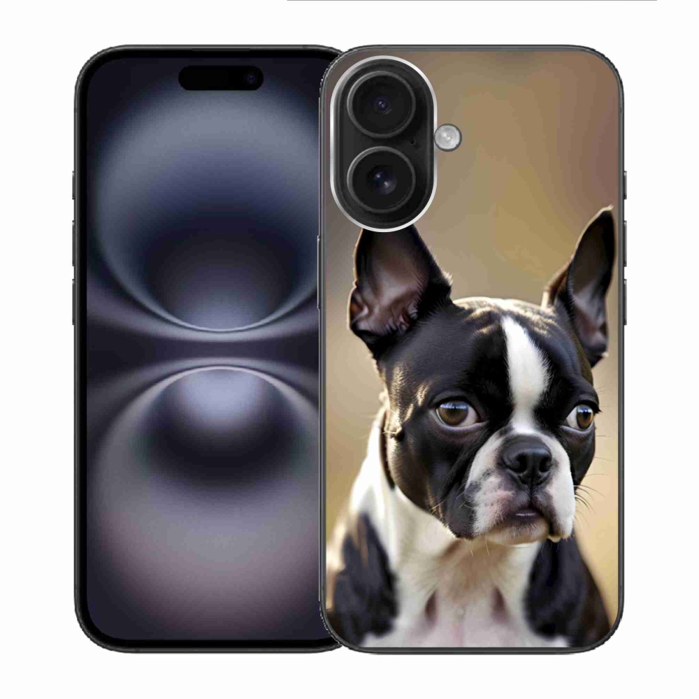 Gélový kryt mmCase na iPhone 16 - bostonský teriér
