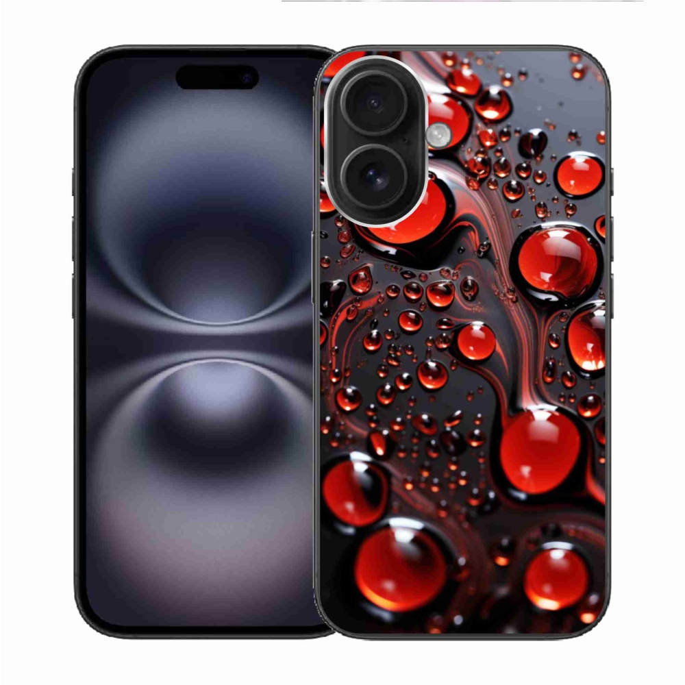 Gélový kryt mmCase na iPhone 16 - červené kvapky 2