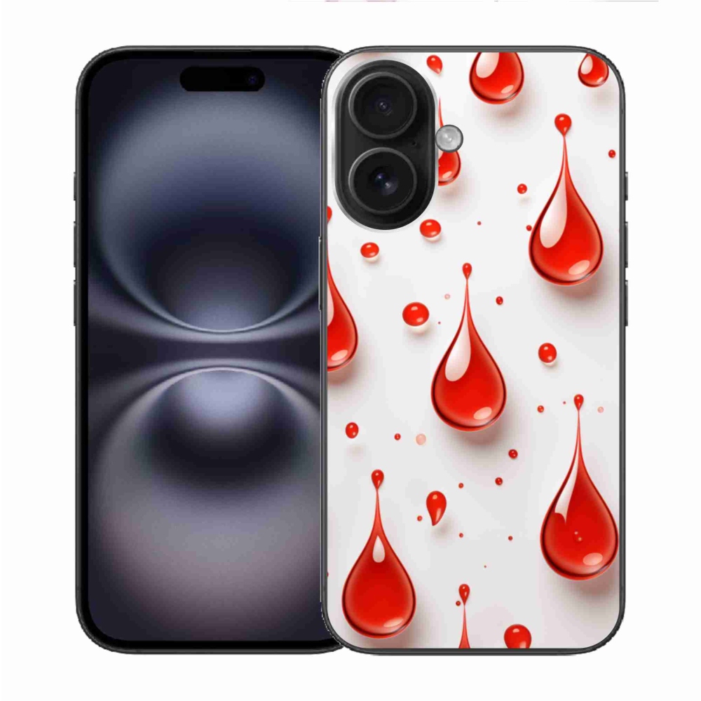 Gélový kryt mmCase na iPhone 16 - červené kvapky