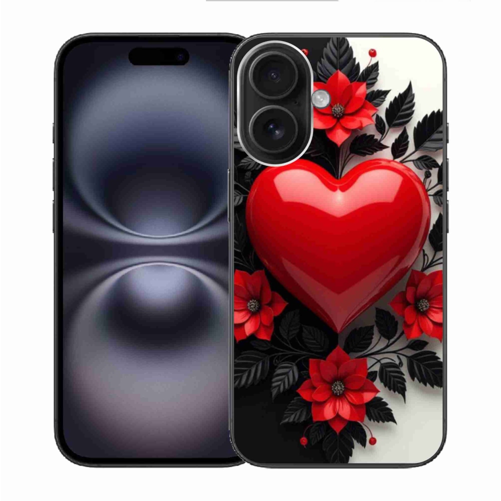 Gélový kryt mmCase na iPhone 16 - červené srdce