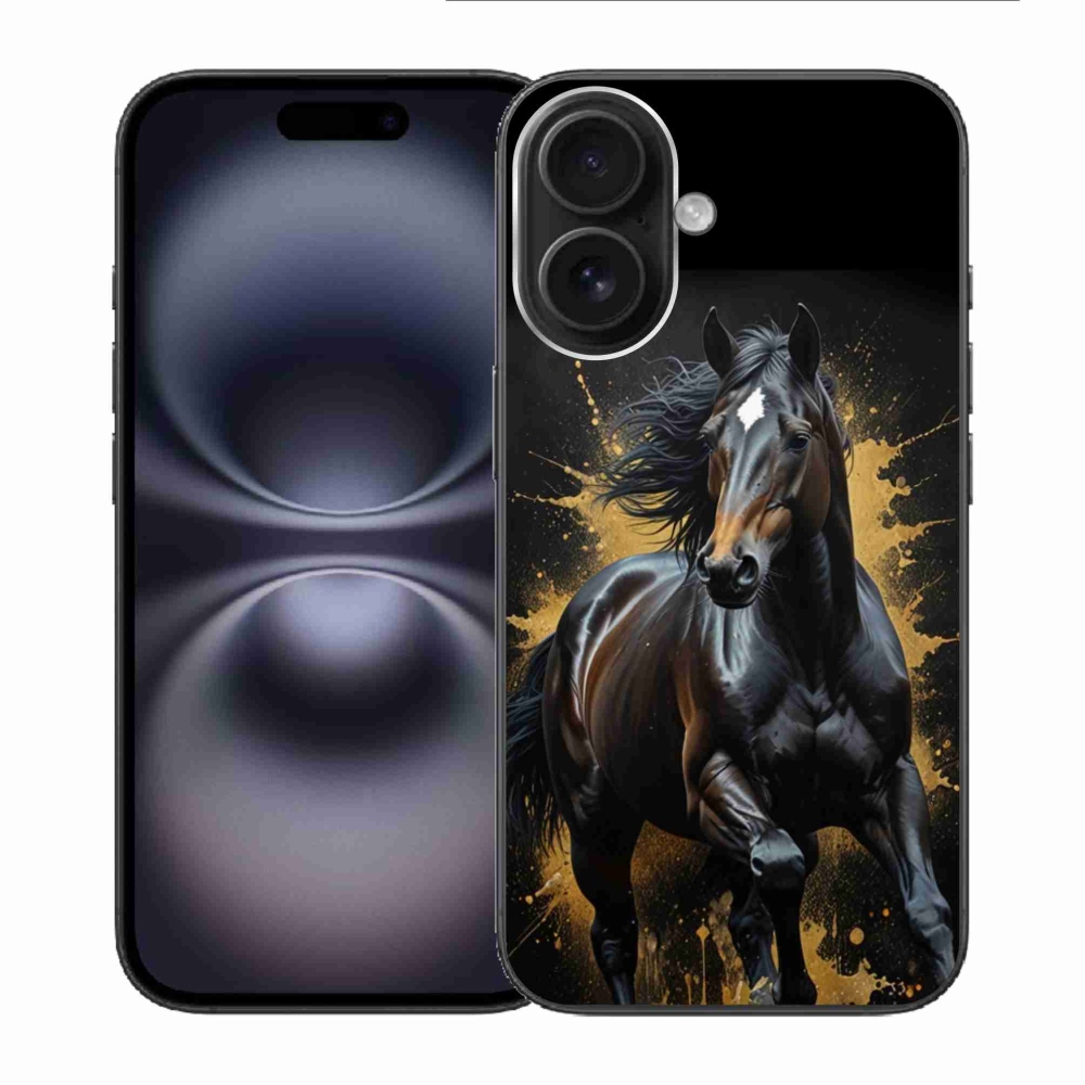 Gélový kryt mmCase na iPhone 16 - elegantný čierny žrebec