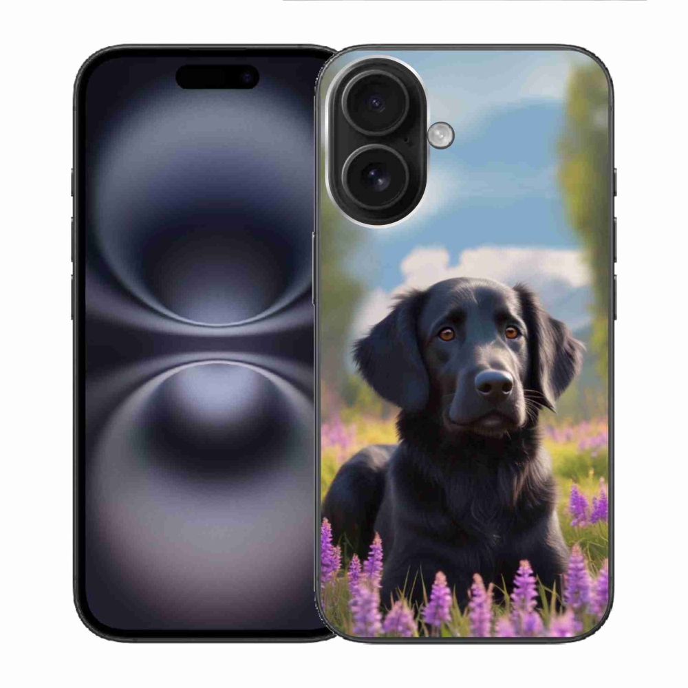 Gélový kryt mmCase na iPhone 16 - elegantný čierny retriever