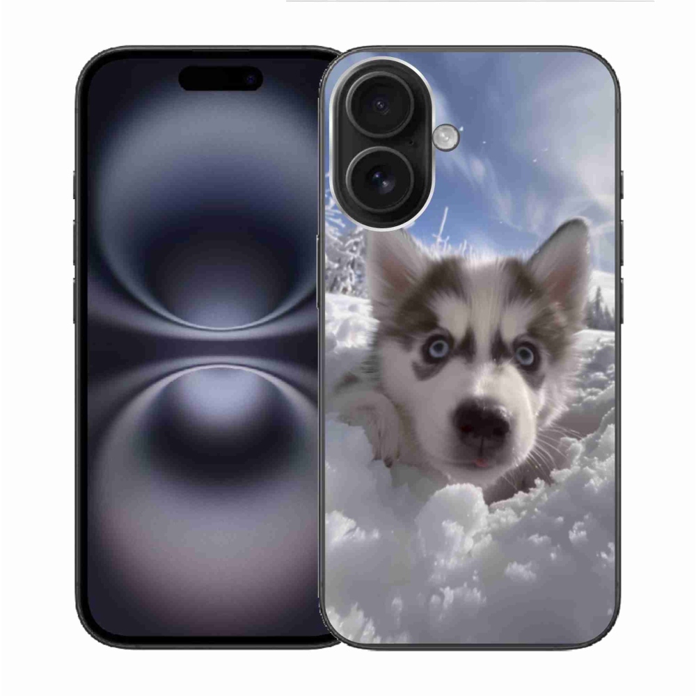 Gélový kryt mmCase na iPhone 16 - husky v snehu