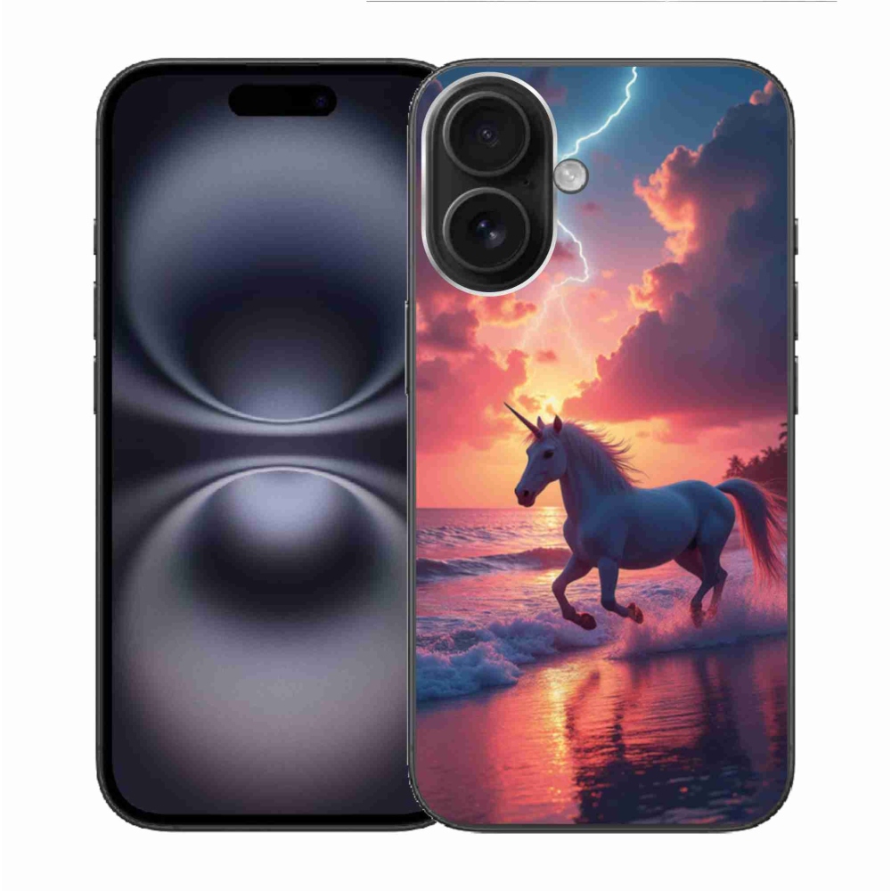 Gélový kryt mmCase na iPhone 16 - jednorožec na pláži