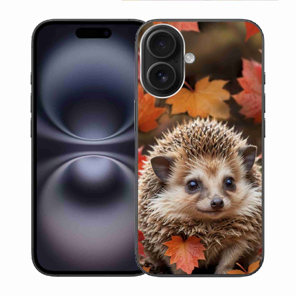 Gélový kryt mmCase na iPhone 16 - ježko v lístia