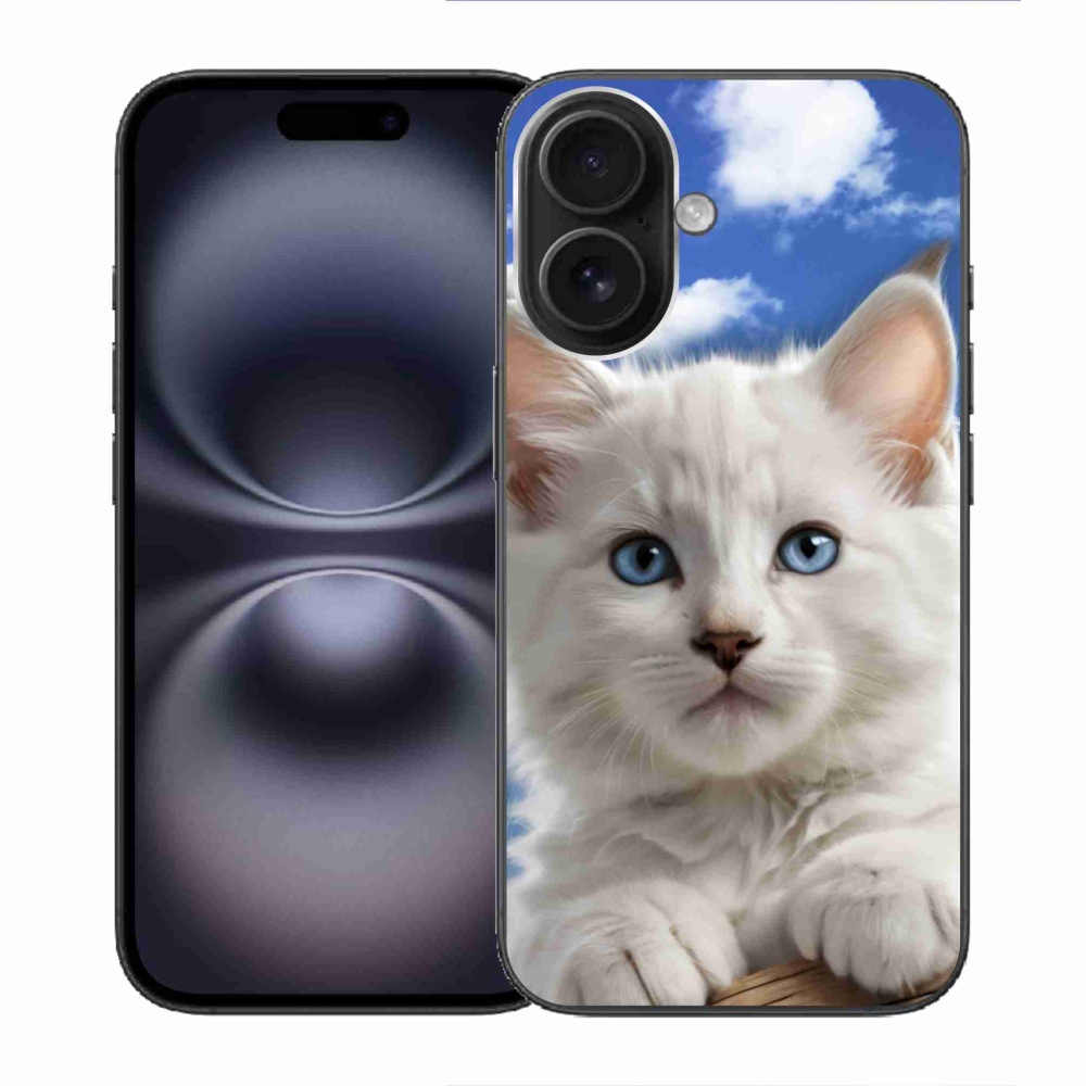 Gélový kryt mmCase na iPhone 16 - mačiatko a oblaky