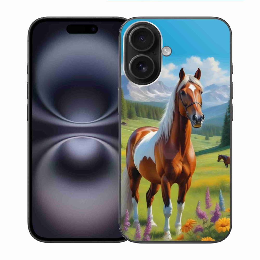 Gélový kryt mmCase na iPhone 16 - kôň na lúke