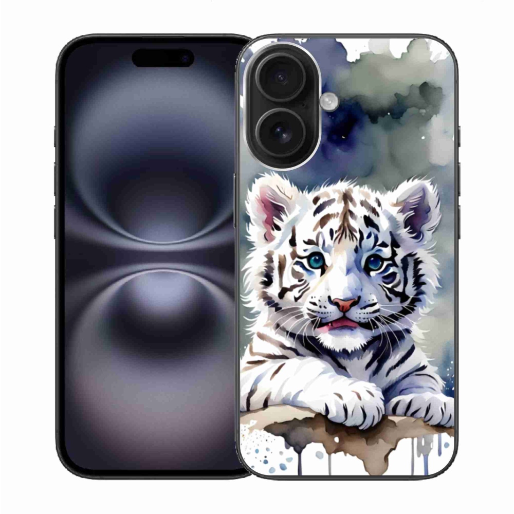 Gélový kryt mmCase na iPhone 16 - mláďa bieleho tigra