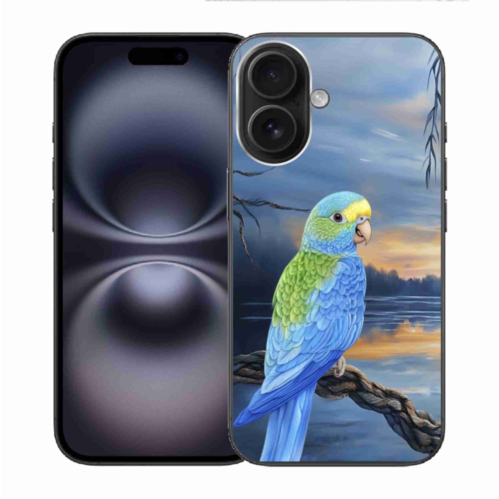 Gélový kryt mmCase na iPhone 16 - modrý papagáj