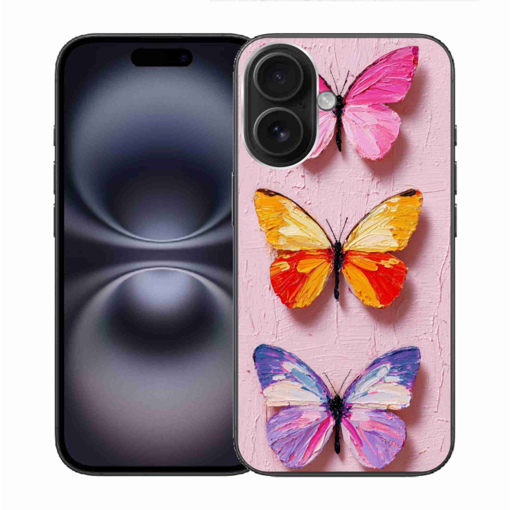 Gélový kryt mmCase na iPhone 16 - motýlia trojica