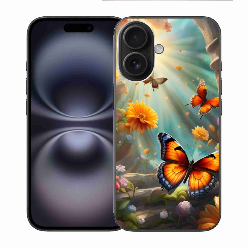 Gélový kryt mmCase na iPhone 16 - motýlia záhrada 2